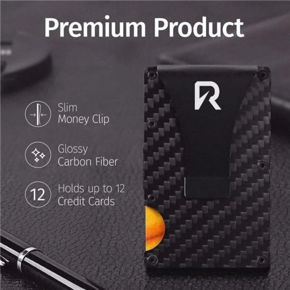 Premium Carbon Fiber Wallet for Men -Black Chic RFID Blocking Credit Card Holder